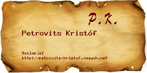 Petrovits Kristóf névjegykártya